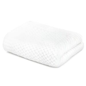 New $175 Kashwére Basket Weave Chenilla Throw Blanket, White